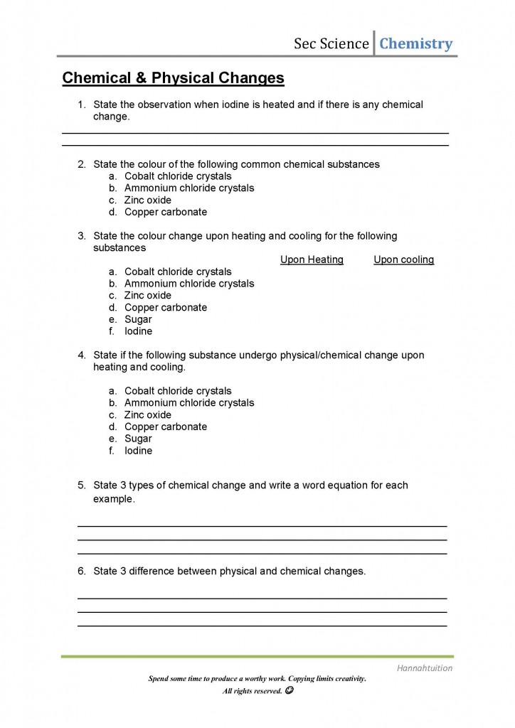 Chemistry ( Chemical changes)