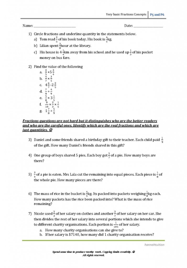 P6 fractions revise( draft)